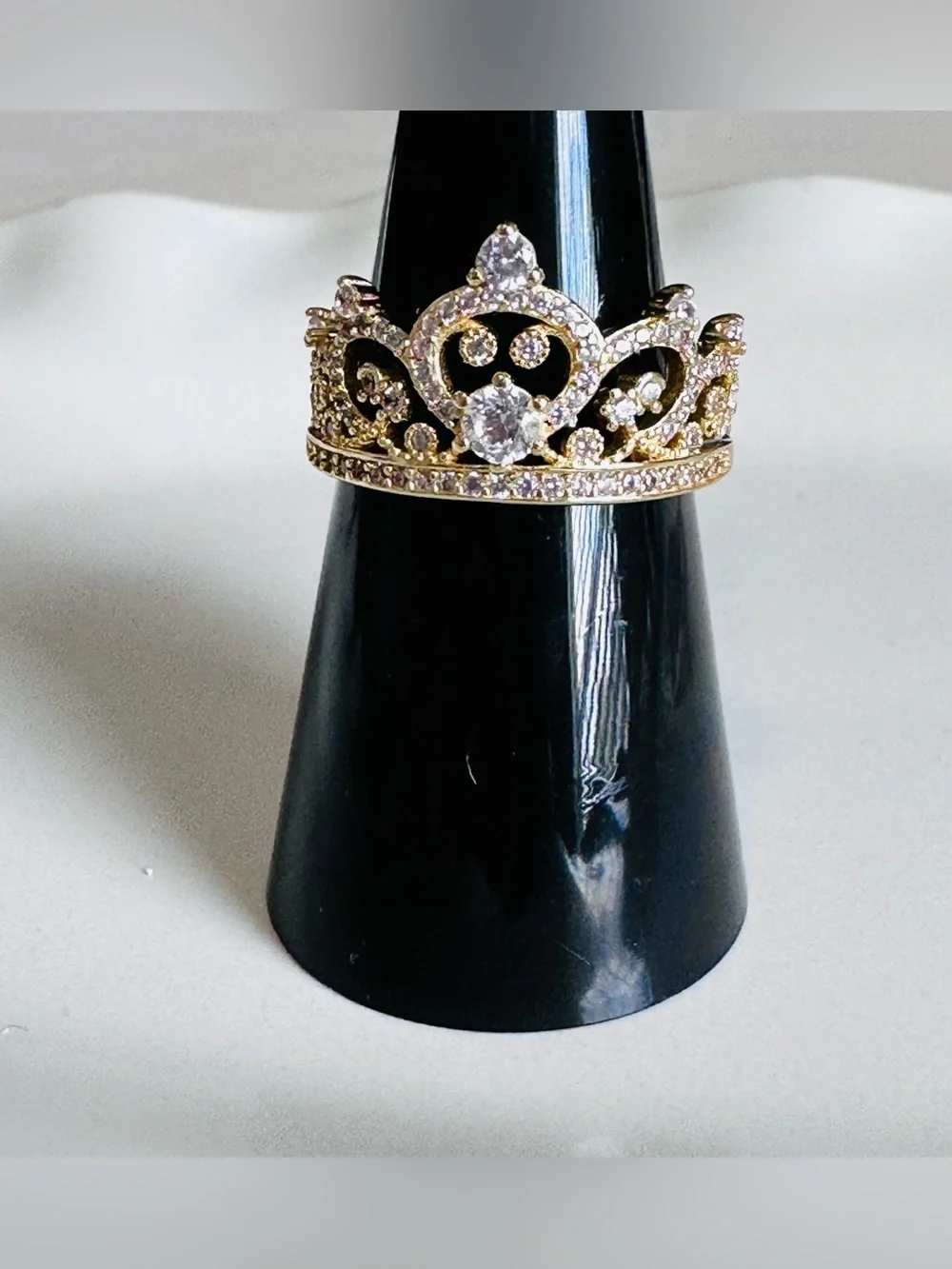 ✨Bomb Party Vermeil Ring Size 8 “A Crowned Affair” CZ .925 Sterling Silver Gold - Picture 2 of 3